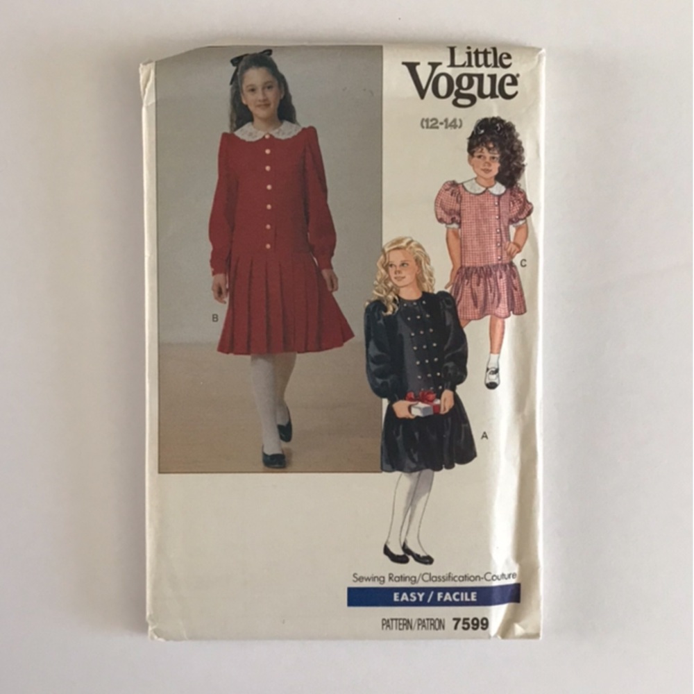 🧵3for12🧵 VTG Little Vogue Pattern 7599 Girl’s Dress